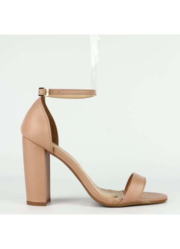 Raphaella Booz - Sandália Essencial Salto Alto Bloco Couro Toscana Cha