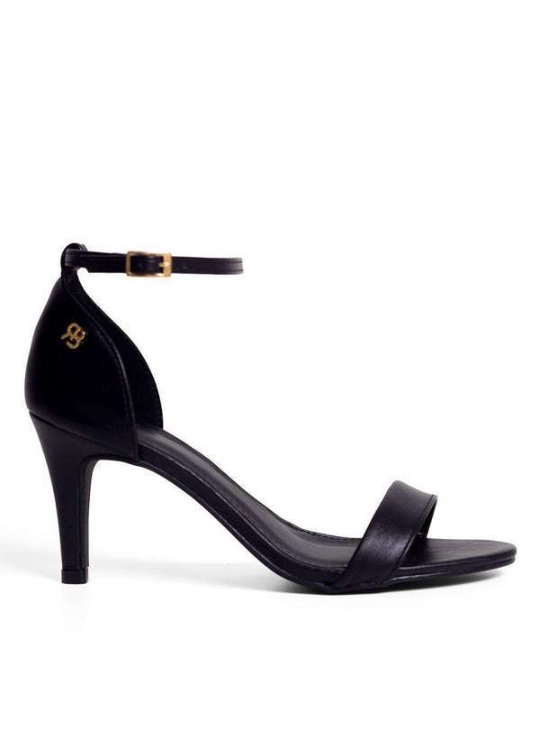 Raphaella Booz - Sandália Laura Salto Baixo Couro Couro Glove Preto