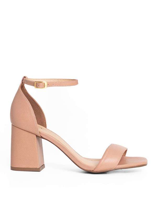 Raphaella Booz - Sandália Laura Salto Bloco Couro Toscana Cha