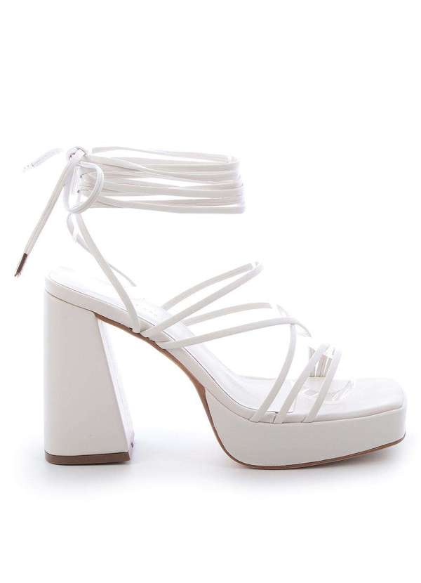 Raphaella Booz - Sandália Plataforma Amarração Napa Soft Off White