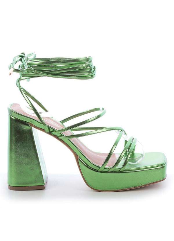 Raphaella Booz - Sandália Plataforma Amarração Egeu Metal Verde