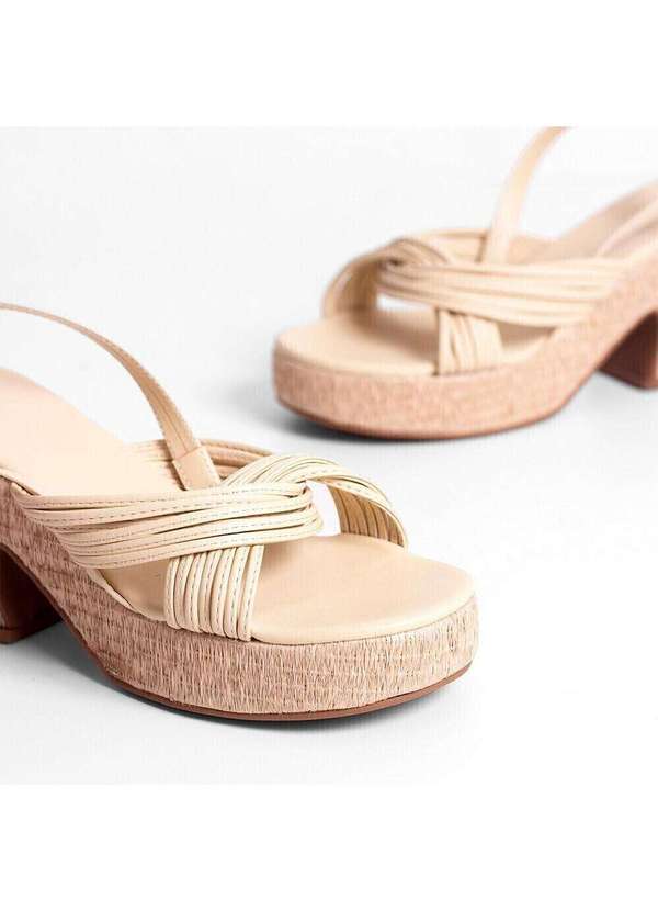 Raphaella Booz - Sandália Plataforma Tiras Trançada Napa Duna/Tcl 2
