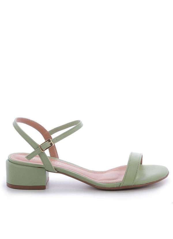 Raphaella Booz - Sandália Salto Bloco Couro Verde Couro Jade