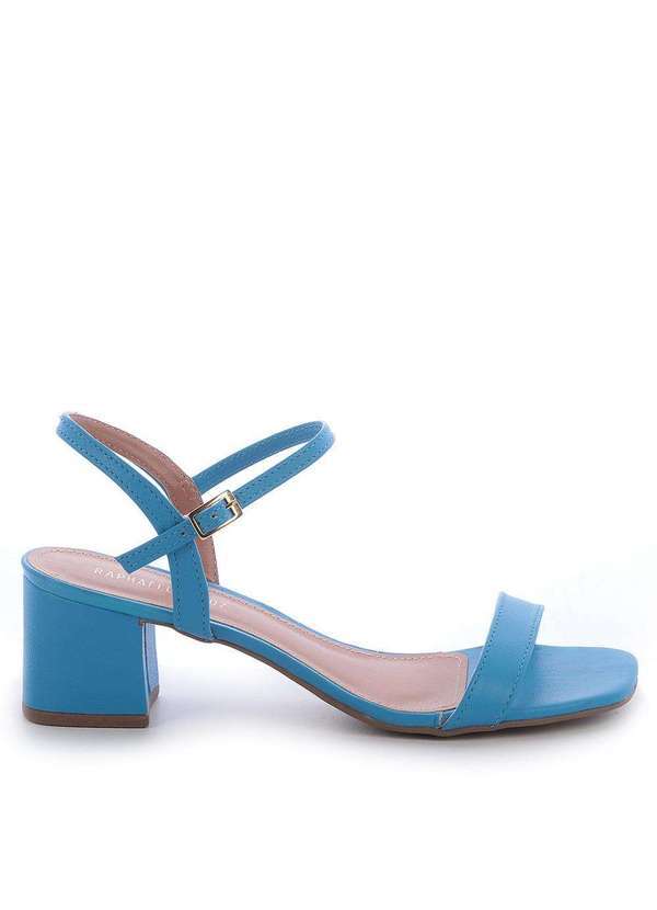 Raphaella Booz - Sandália Salto Bloco Couro Couro Oceano