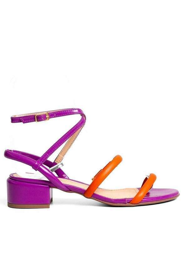 Raphaella Booz - Sandália Salto Bloco Napa Soft Rust/Roxo