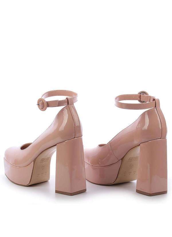 Raphaella Booz - Sandália Scarpin Meia Pata Salto Bloco Bege Napa Grease Preto 4