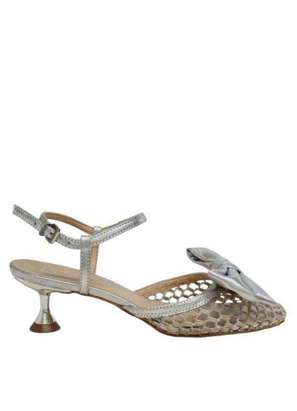 Raphaella Booz - Sandália Slingback Salto Taça Couro Prata Mc 0383 Juta/Metal Prata