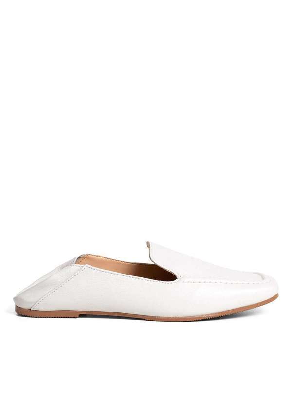 Raphaella Booz - Mocassim Couro Bico Quadrado Couro Glove Off White