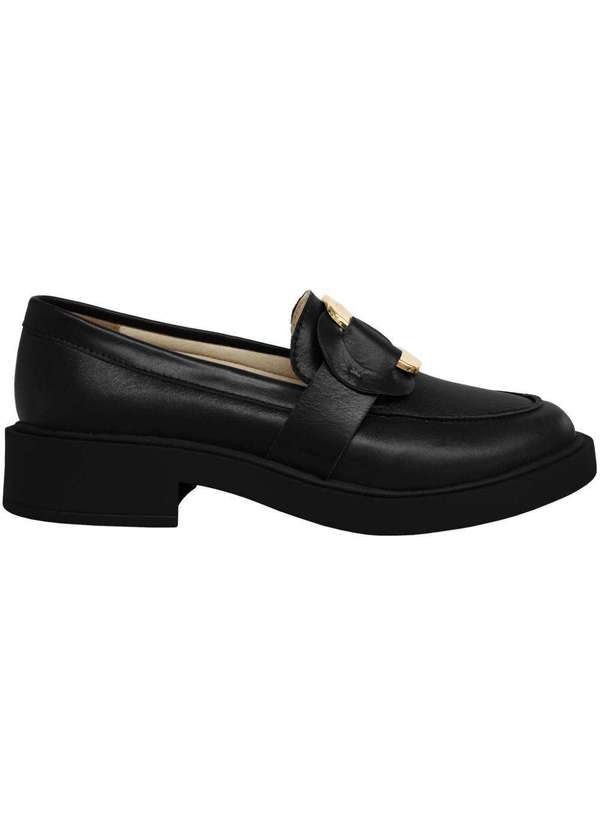 Raphaella Booz - Mocassim Couro Detalhe Metal Couro Torino Preto