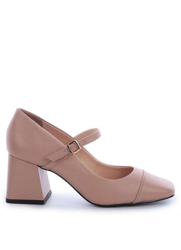 Raphaella Booz - Scarpin Boneca Salto Bloco Couro Couro Glove Plush