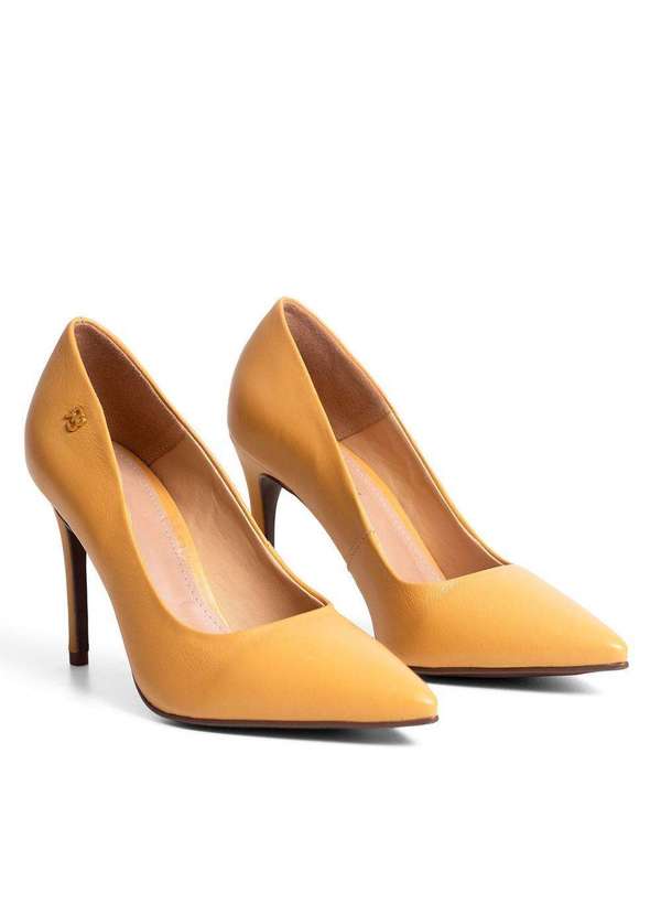 Raphaella Booz - Scarpin Essencial Salto Alto Couro New Veneto Manteiga 2