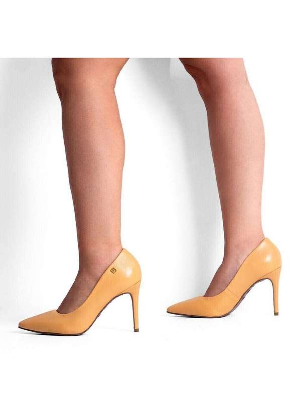 Raphaella Booz - Scarpin Essencial Salto Alto Couro New Veneto Manteiga 3