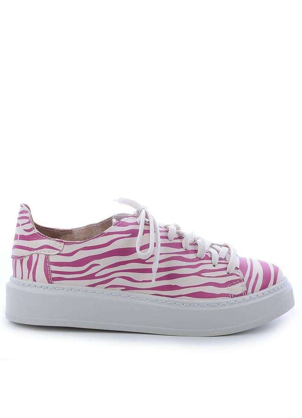 Raphaella Booz - Tênis Animal Print Zebra Couro Zebra Pink