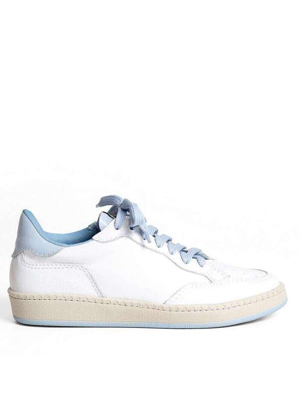 Raphaella Booz - Tênis Couro Branco Detalhe Azul Couro Branco/Glove Aqua