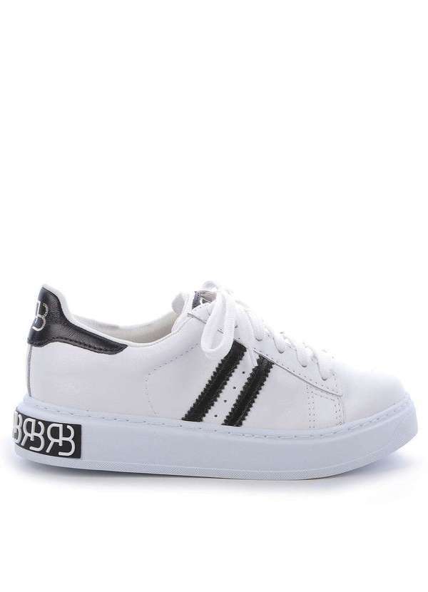 Raphaella Booz - Tênis Couro Branco Couro Branco/Preto