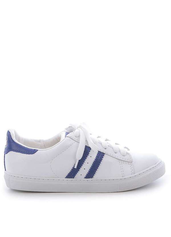 Raphaella Booz - Tênis Essencial Couro Couro Branco/Azul Marinho