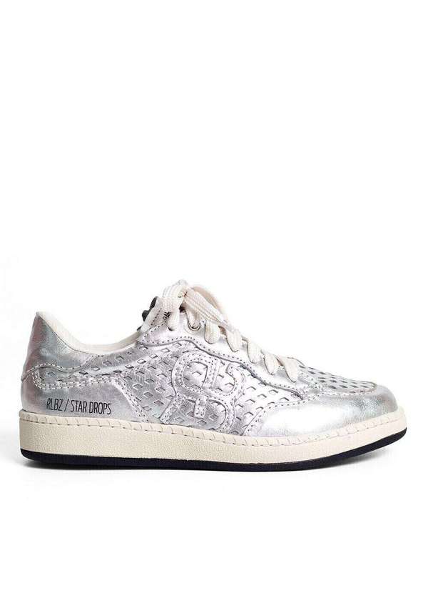 Raphaella Booz - Tênis Rlbz Star Drops Couro Couro Metal Prata