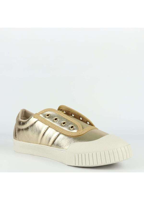 Raphaella Booz - Tênis Slip On Soft Couro Couro Metal Ouro Light 3