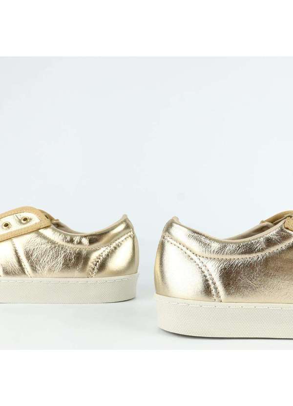 Raphaella Booz - Tênis Slip On Soft Couro Couro Metal Ouro Light 5