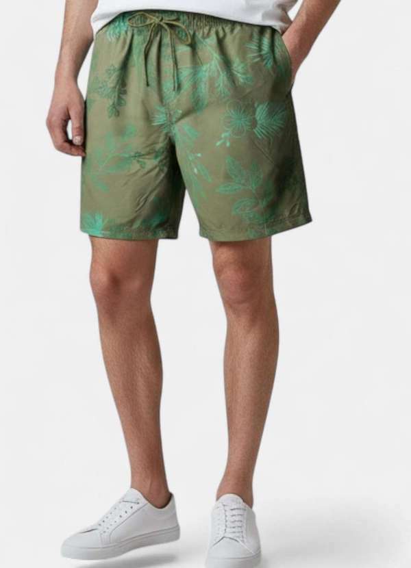Areia Branca - Shorts Areia Branca Yacht Resort Floral Verde