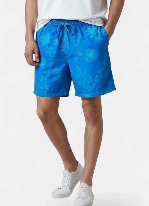 Areia Branca - Shorts Areia Branca Yacht Resort Floral Azul