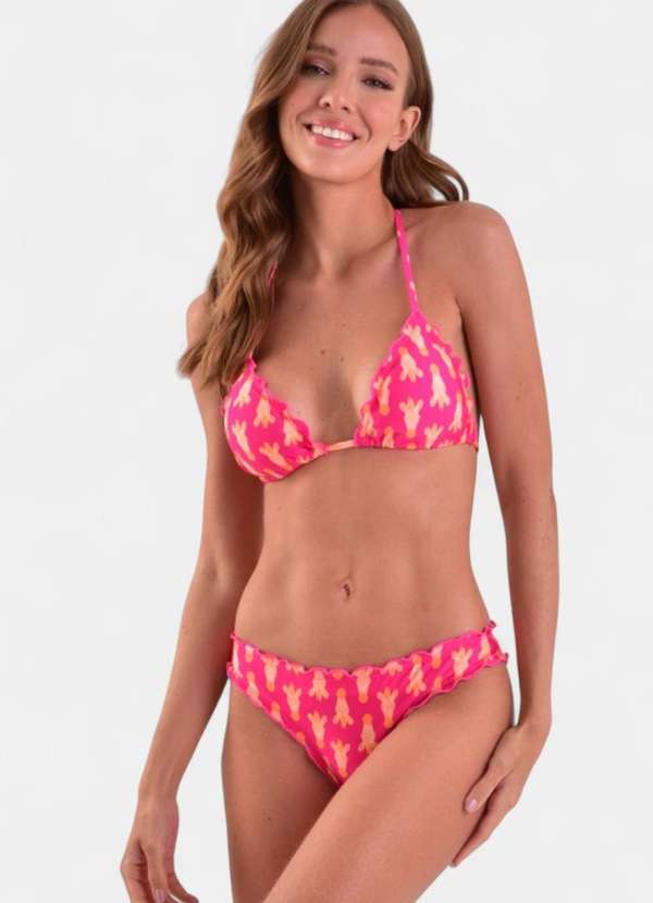 Areia Branca - Biquini Areia Branca Baly Cortininha Ripple Giraffe Rosa