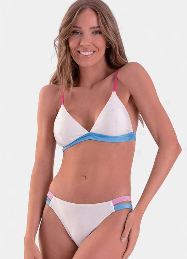 Areia Branca - Biquini Areia Branca Baly Frente Unica Due Branco