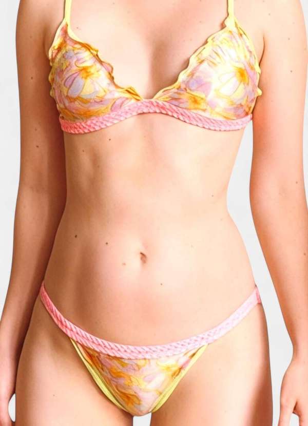 Areia Branca - Biquini Areia Branca Baly Frente Unica Floral Rosa 3