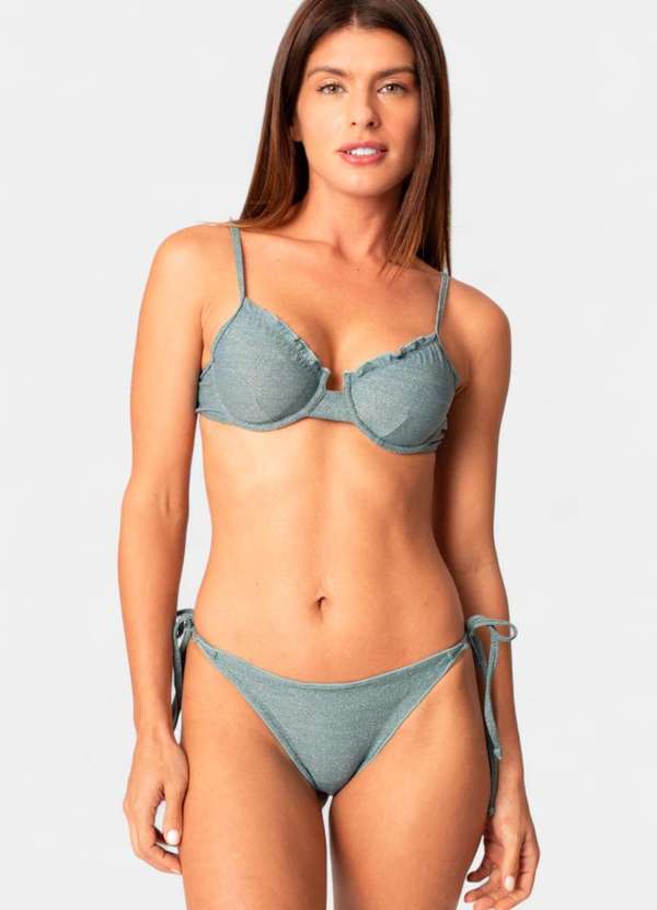 Areia Branca - Biquini Areia Branca Baly Frente Unica Lurex Cinza