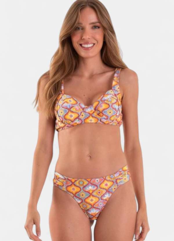 Areia Branca - Biquini Areia Branca Baly Frente Unica Mandala Laranja
