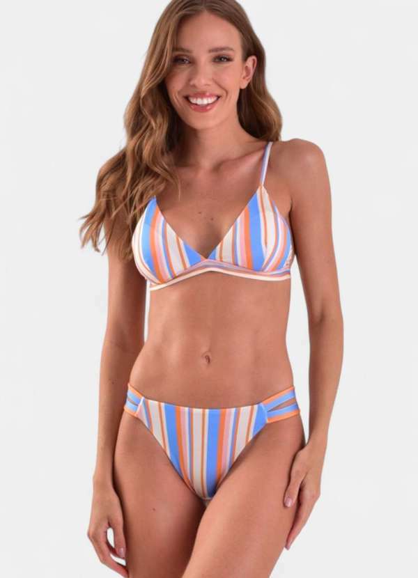 Areia Branca - Biquini Areia Branca Baly Frente Unica Stripe Azul