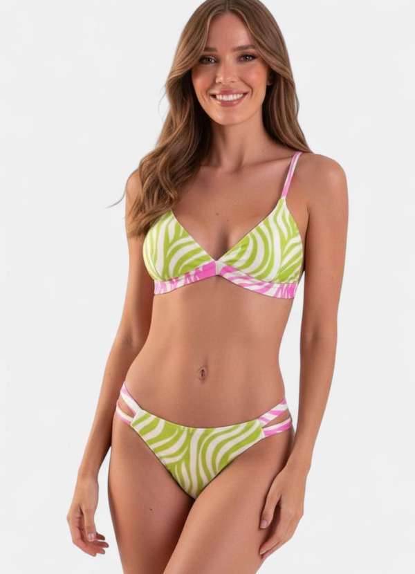 Areia Branca - Biquini Areia Branca Baly Frente Unica Zebra Verde