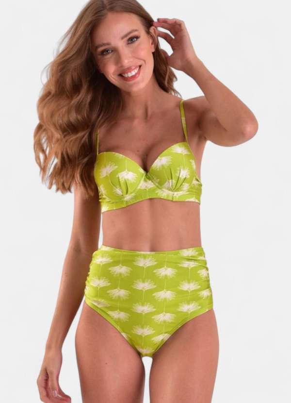 Areia Branca - Biquini Areia Branca Baly Hot Pant Floral Verde