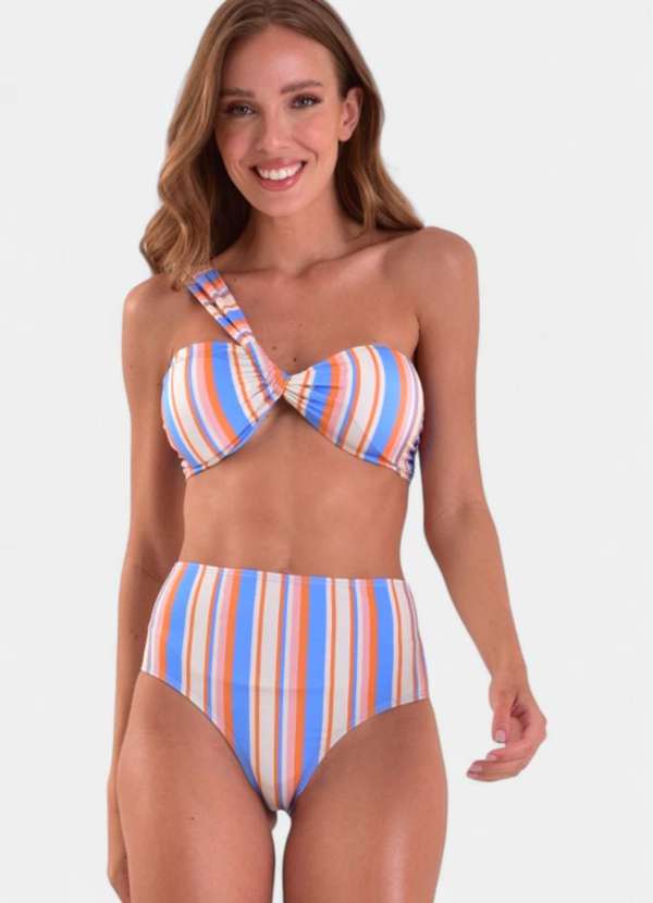 Areia Branca - Biquini Areia Branca Baly Hot Pant Stripe Azul