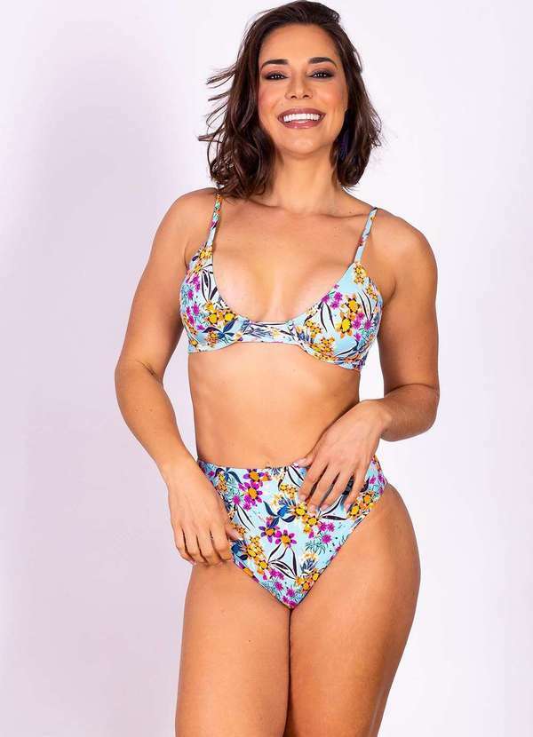 Areia Branca - Biquini Areia Branca Bio Lanai Hot Pant Estampado Floral Azul 4