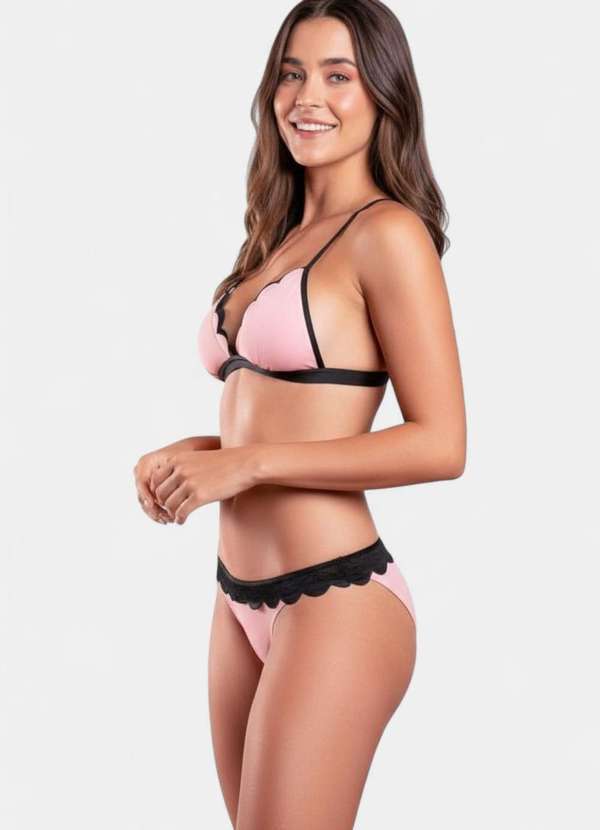 Areia Branca - Biquini Areia Branca Praya Frente Unica Babados Rosa
