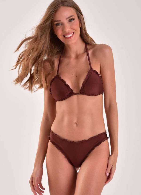 Areia Branca - Biquini Areia Branca Vita Cortininha Ripple Marrom