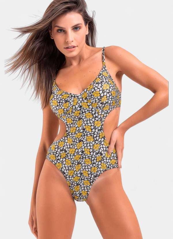 Areia Branca - Maio Areia Branca Baly Floral Amarelo