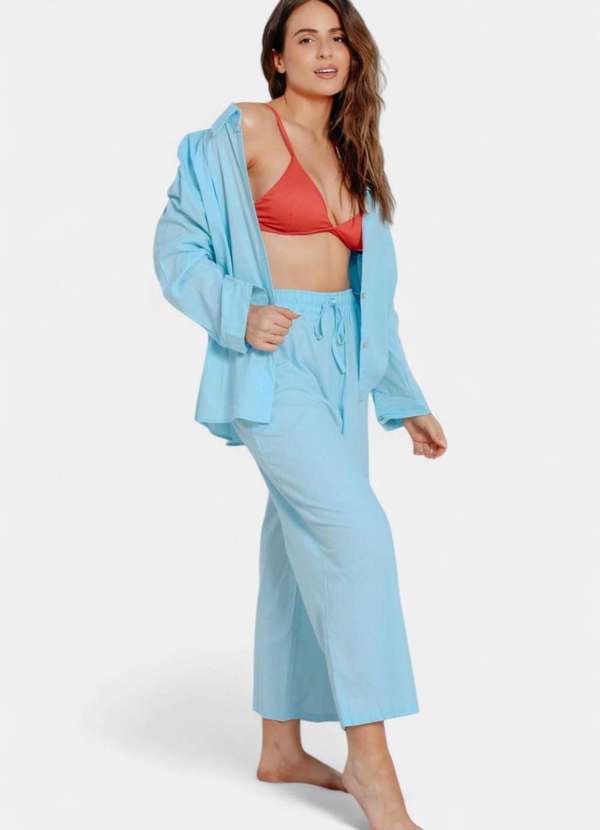 Areia Branca - Conjunto Areia Branca Calca e Camisa Baly Azul