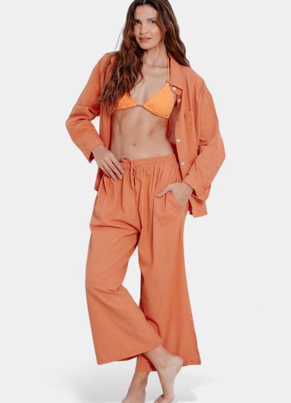 Areia Branca - Conjunto Areia Branca Calca e Camisa Baly Marrom