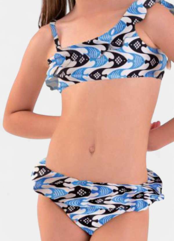 Areia Branca - Biquini Areia Branca Infantil Baly Peixe Azul 3