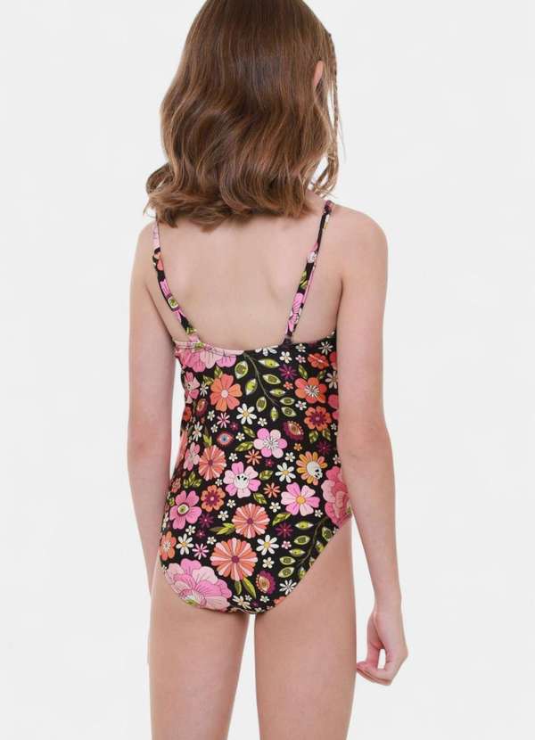 Areia Branca - Maio Areia Branca Infantil Baly Floral Preto 2