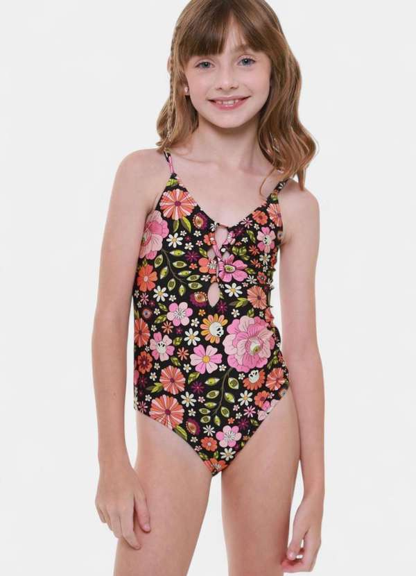 Areia Branca - Maio Areia Branca Infantil Baly Floral Preto 3