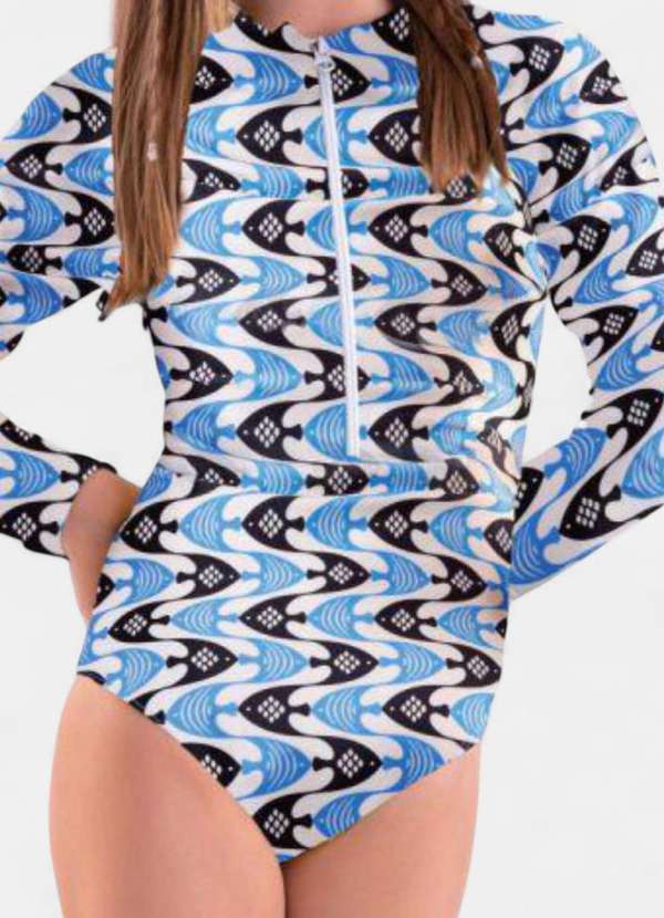 Areia Branca - Maio Areia Branca Infantil Baly Manga Peixe Azul 3