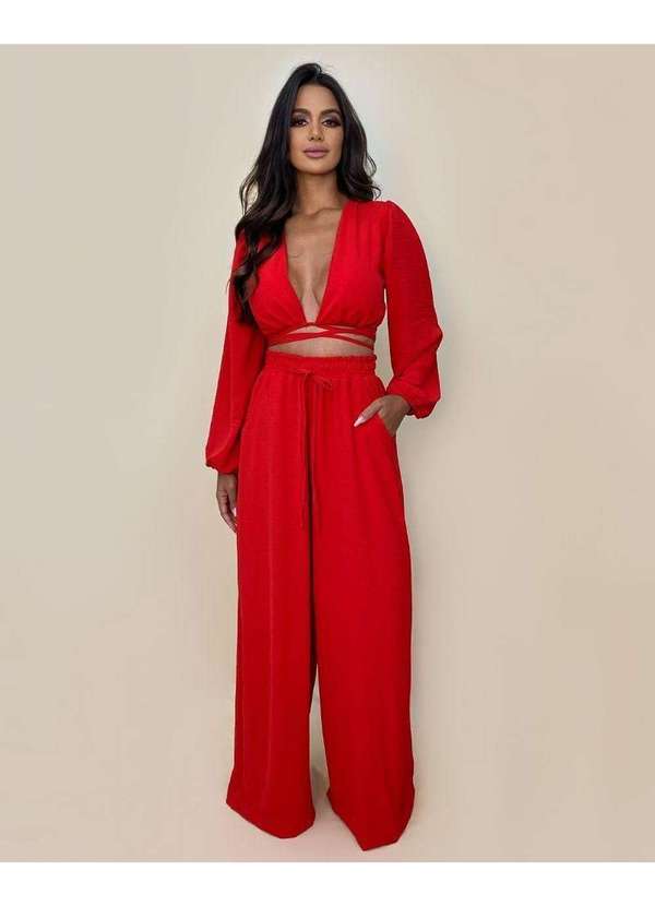 Closet Rc - Calça Pantalona em Duna Vermelho