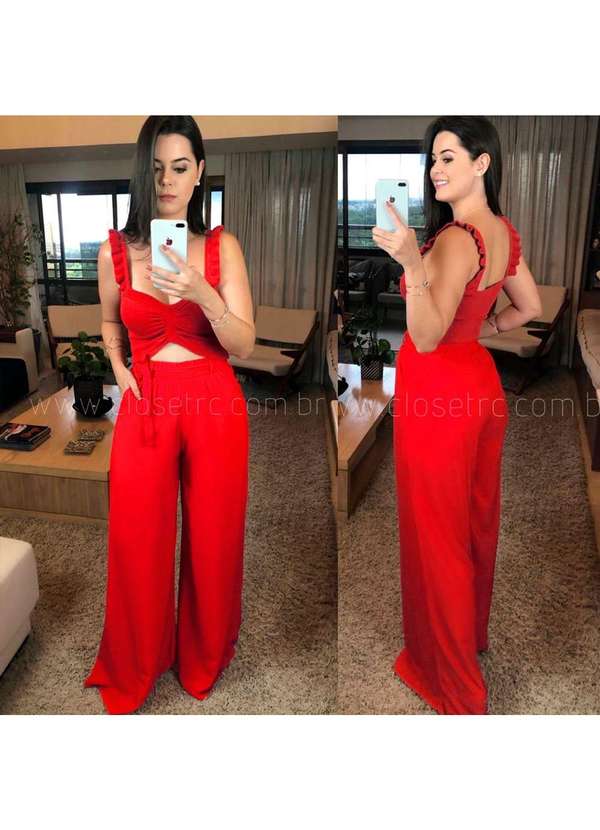 Closet Rc - Calça Pantalona Vermelho