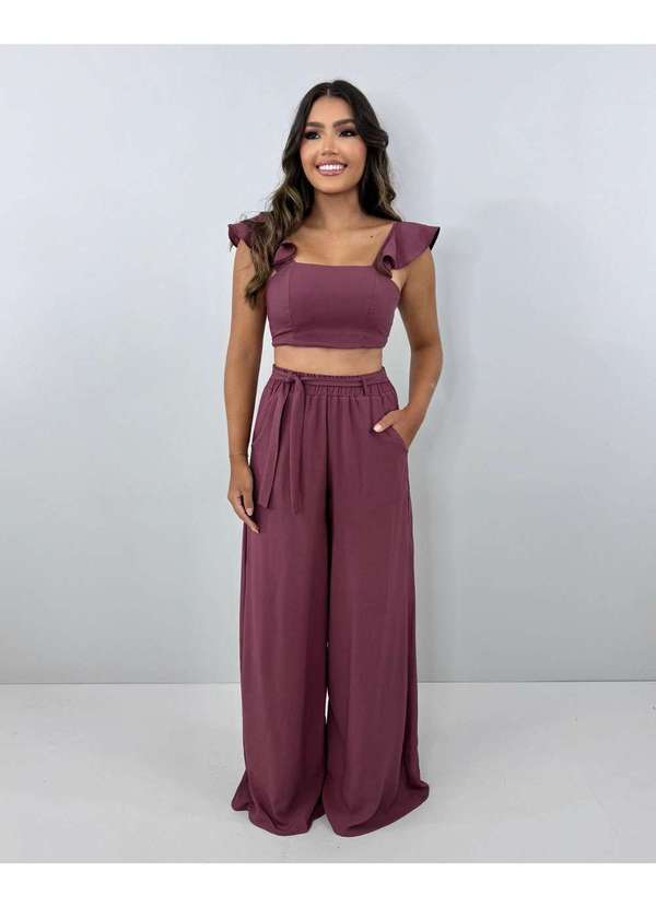 Closet Rc - Conjunto Pantalona Samira Marrom