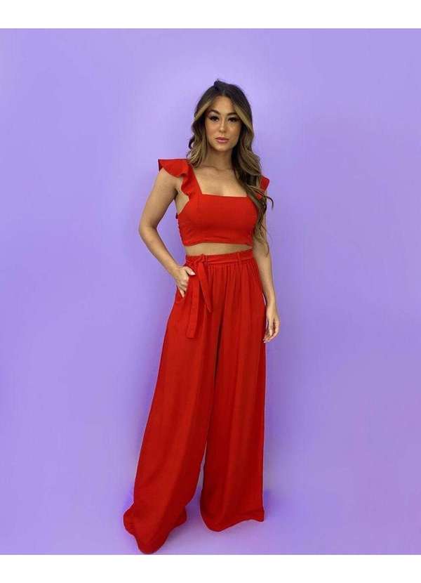 Closet Rc - Conjunto Pantalona Samira Vermelho