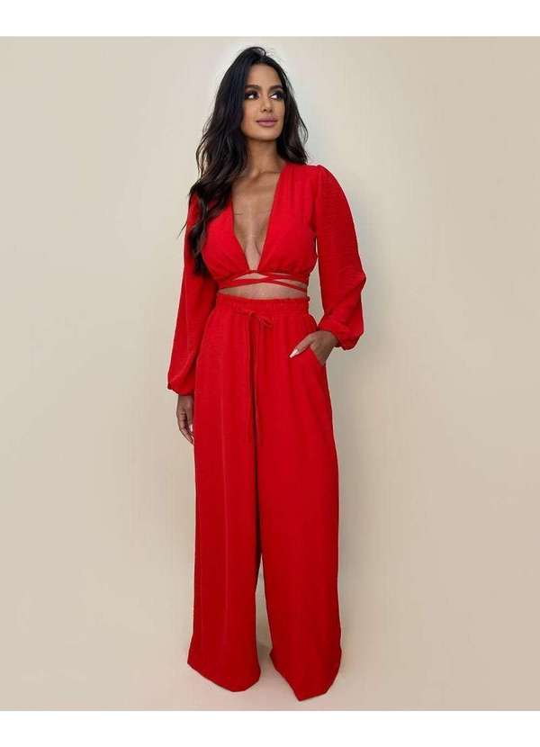 Closet Rc - Conjunto Pantalona Simone Vermelho 4