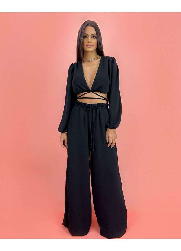 Closet Rc - Conjunto Pantalona Simone Preto